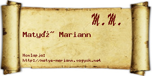 Matyé Mariann névjegykártya